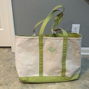 Large LL bean boat and tote , lime green
